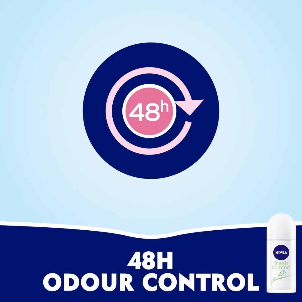 Nivea, Deodorant Roll-On Fresh Comfort for Women, Long-lasting fresh protection, 50ml