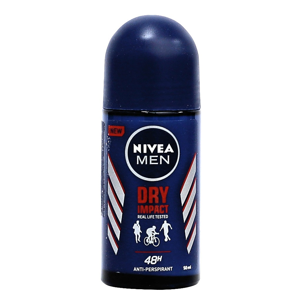 Nivea Men, Dry Impact Plus Antiperspirant Roll-On, Extra dry protection for men, 50ml