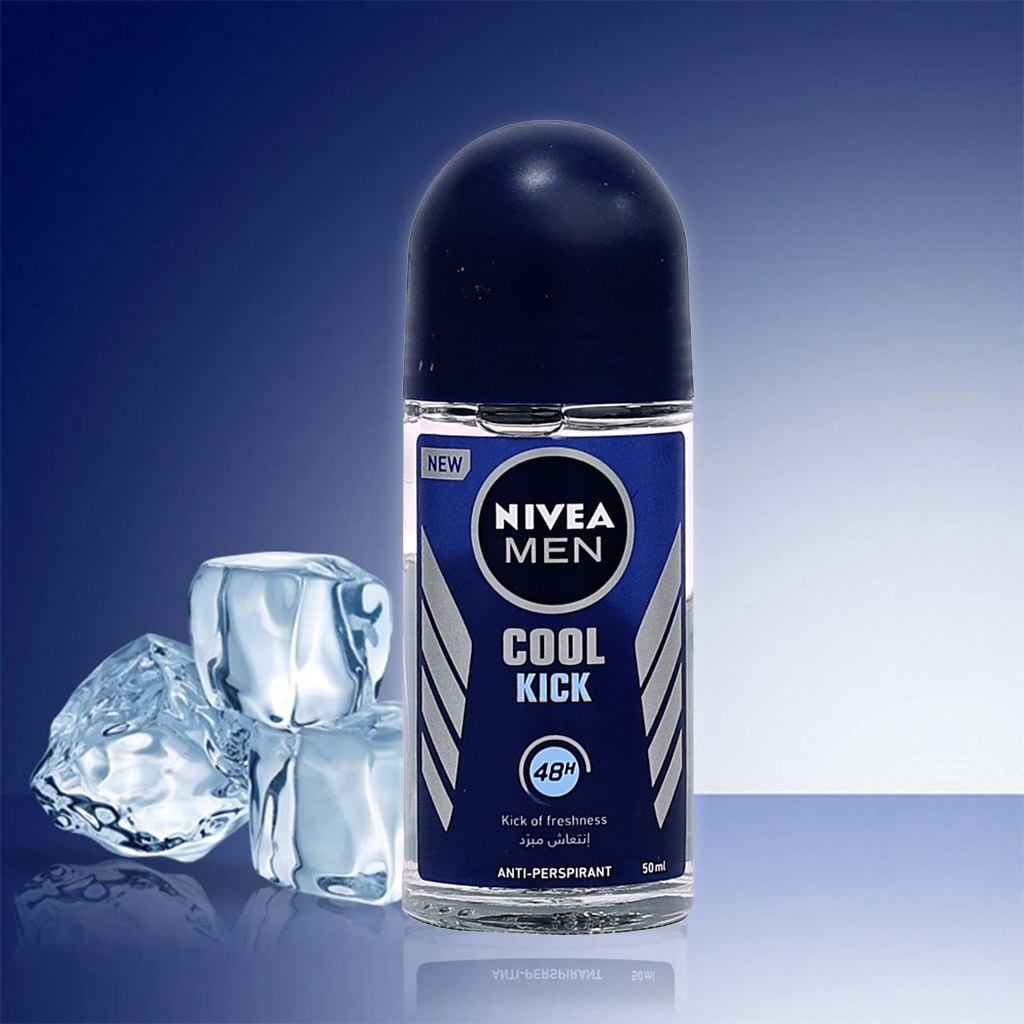 Nivea Men, Cool Kick Antiperspirant Roll-On, Cooling sweat and odor protection roll-on, 50ml