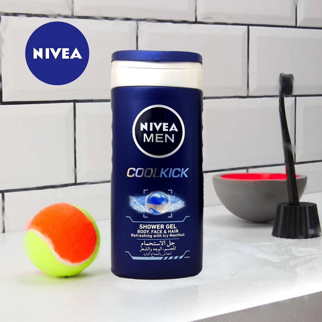 Nivea Men, Cool Kick Shower Gel, Refreshing shower gel with cooling effect, 250ml