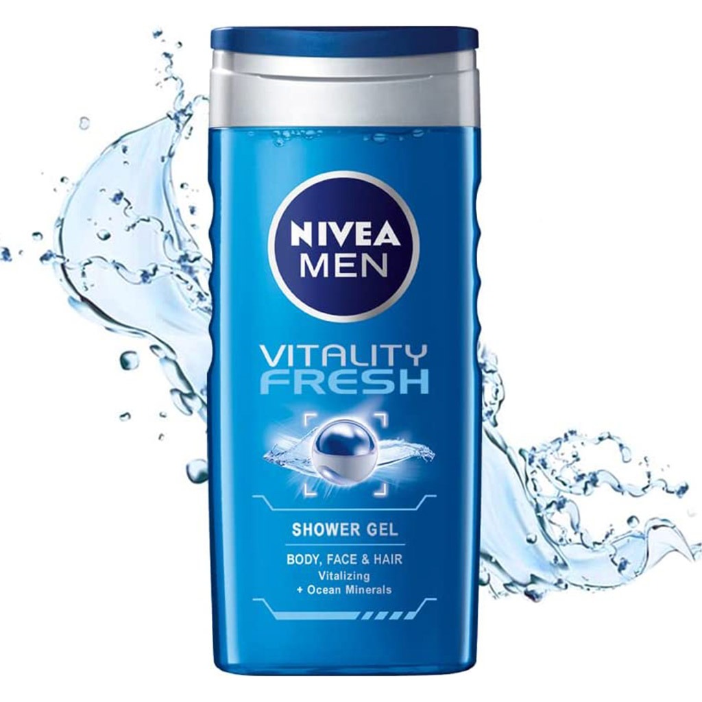 Nivea Men, Vitality Fresh Shower Gel, Energizing shower gel for men, 250ml