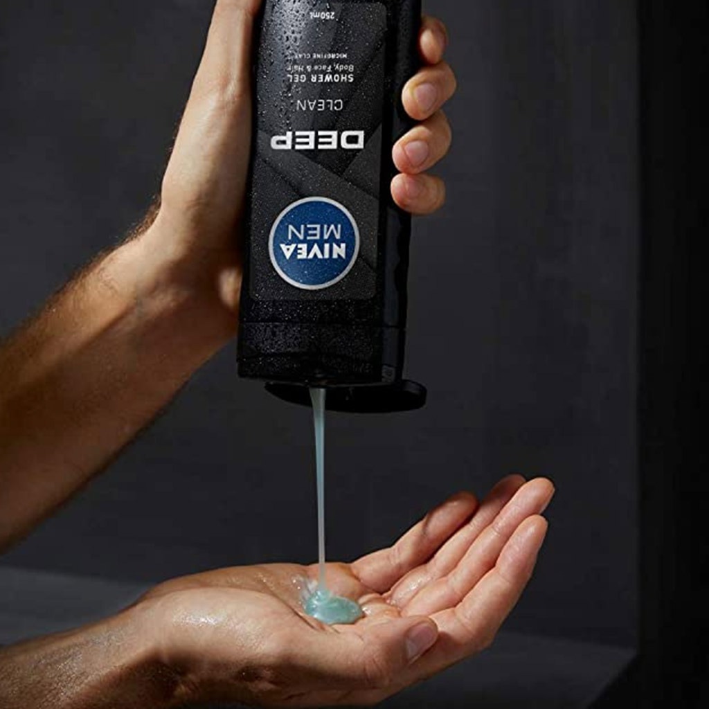 Nivea Men, Deep Clean Shower Gel, Invigorating shower gel for deep cleansing, 250 ml