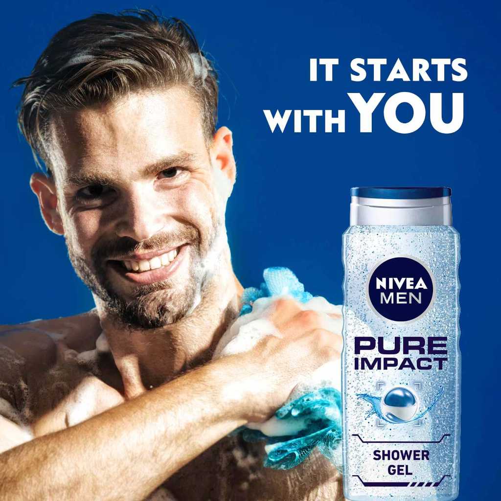 Nivea, Body Care Pure Impact, Energizing and refreshing body wash, 500 ml