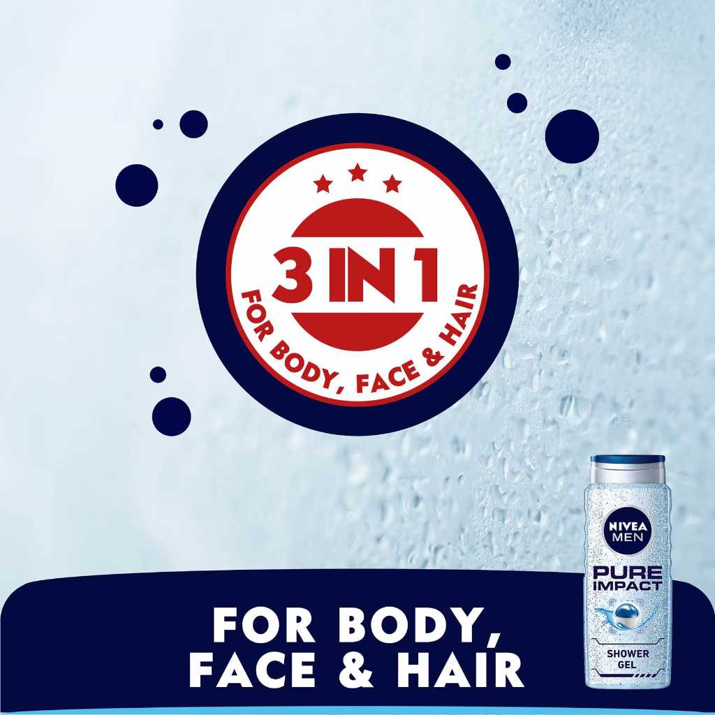 Nivea, Body Care Pure Impact, Energizing and refreshing body wash, 500 ml