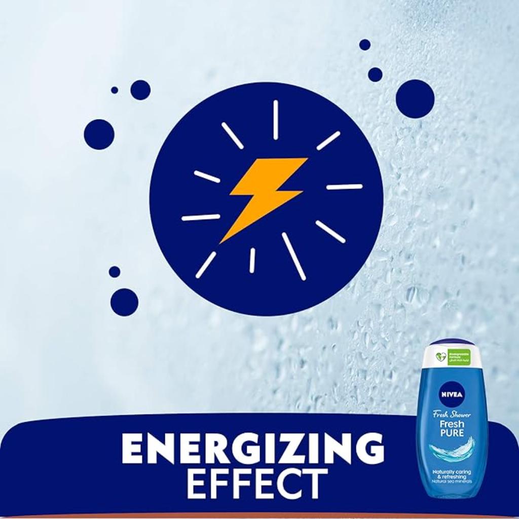 Nivea, Shower Gel Fresh Pure Sea Mineral, Refreshing shower gel with aquatic scent, 250 ml
