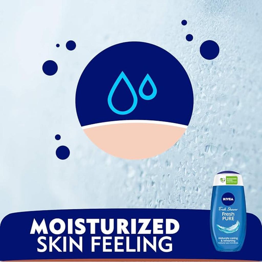 Nivea, Shower Gel Fresh Pure Sea Mineral, Refreshing shower gel with aquatic scent, 250 ml