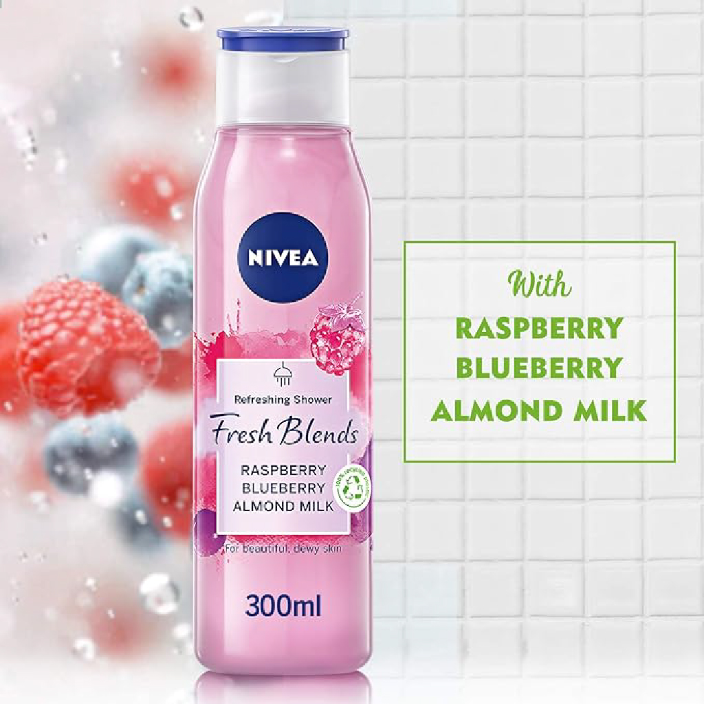 Nivea, Fresh Blends Raspberry Shower Gel, Refreshing shower gel with raspberry scent, 300 ml