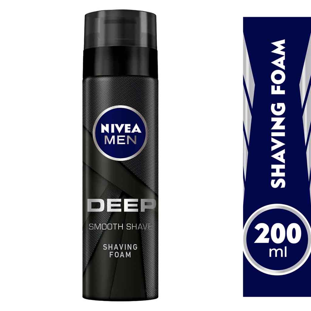 Nivea Men, Deep Shaving Foam, Rich foam for smooth and deep facial shave, 200 ml