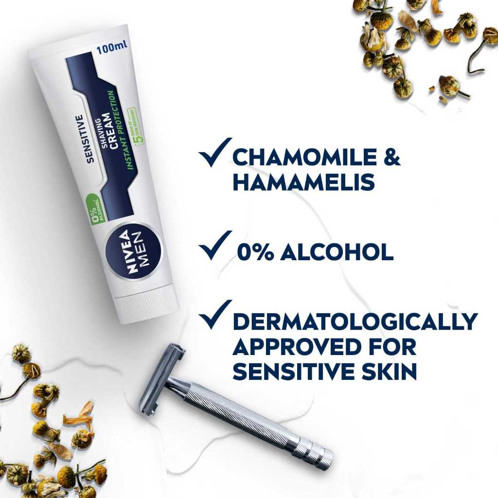 Nivea Men, Sensitive Skin Shaving Cream, Cream for gentle shaving on sensitive skin, 100ml