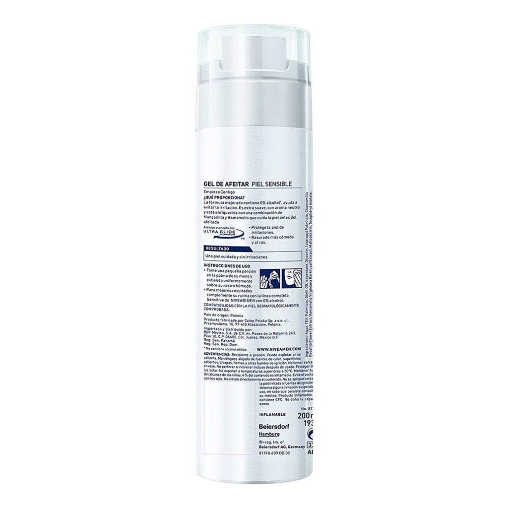 Nivea Men, Sensitive Shaving Gel, Gentle shaving gel for sensitive skin, 200ml
