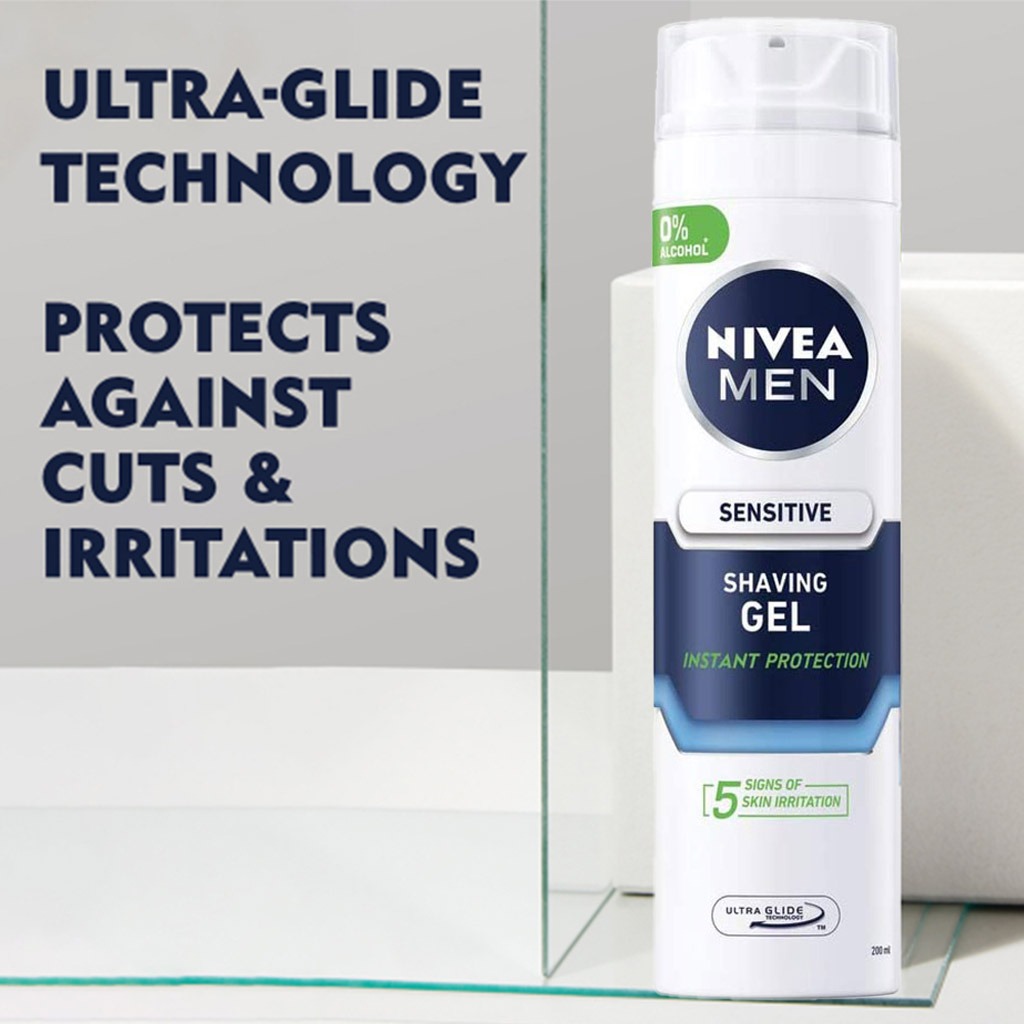 Nivea Men, Sensitive Shaving Gel, Gentle shaving gel for sensitive skin, 200ml