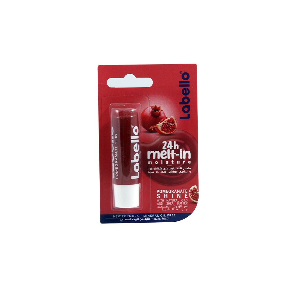Labello, Pomegranate Shine Lip Balm, Moisturizing lip balm with pomegranate flavor, 4.8g