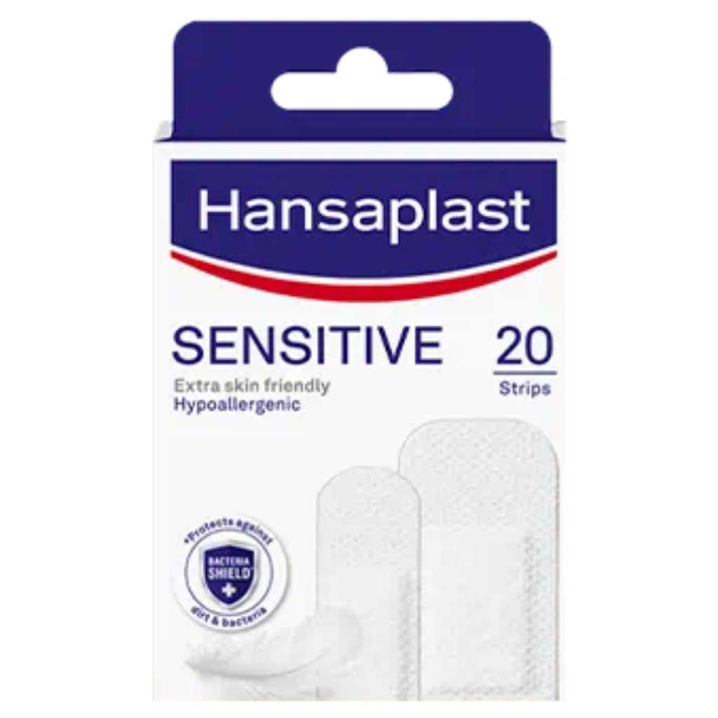 Hansaplast, Sensitive Assorted Strips, Gentle adhesive bandages for sensitive skin, 20 strips