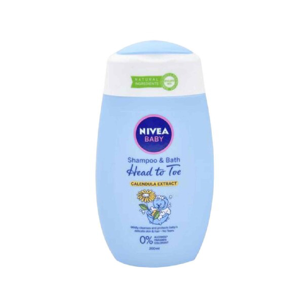 Nivea Baby, Baby Bath & Shampoo From Head To Toe, Gentle cleansing bath and shampoo for babies, 200ml