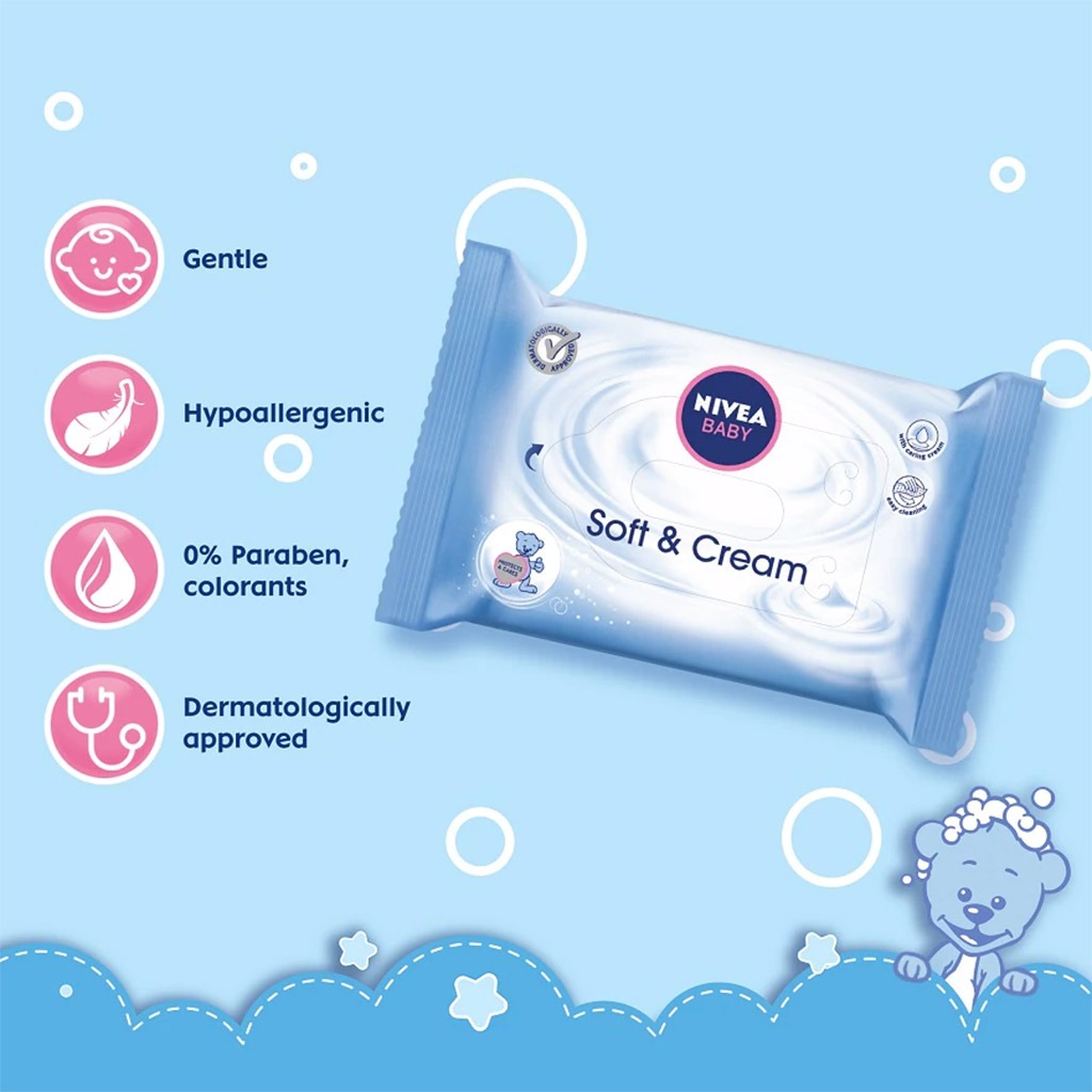Nivea Baby Soft & Cream Wipes 63's