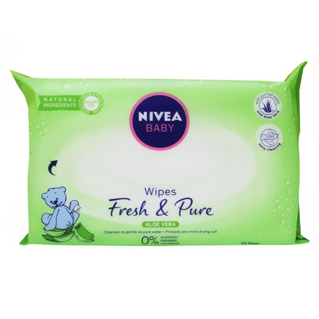 Nivea Baby Fresh and Pure Aloe Vera Wipes 63's