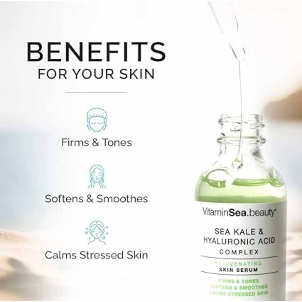 Vitamins and Sea Beauty, Skin Serum Sea Kale and Hyaluronic Acid, Hydrating and anti-aging facial serum, 30ml