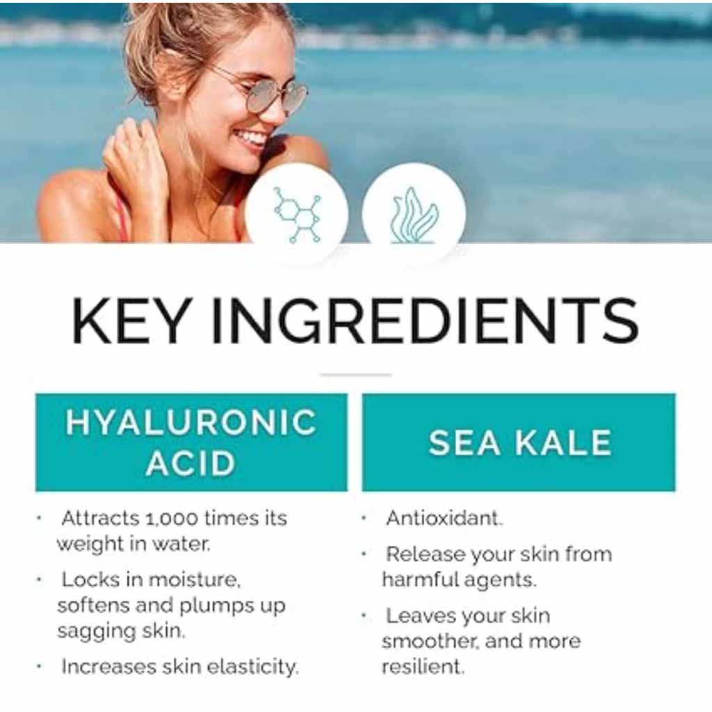 Vitamins and Sea Beauty, Skin Serum Sea Kale and Hyaluronic Acid, Hydrating and anti-aging facial serum, 30ml