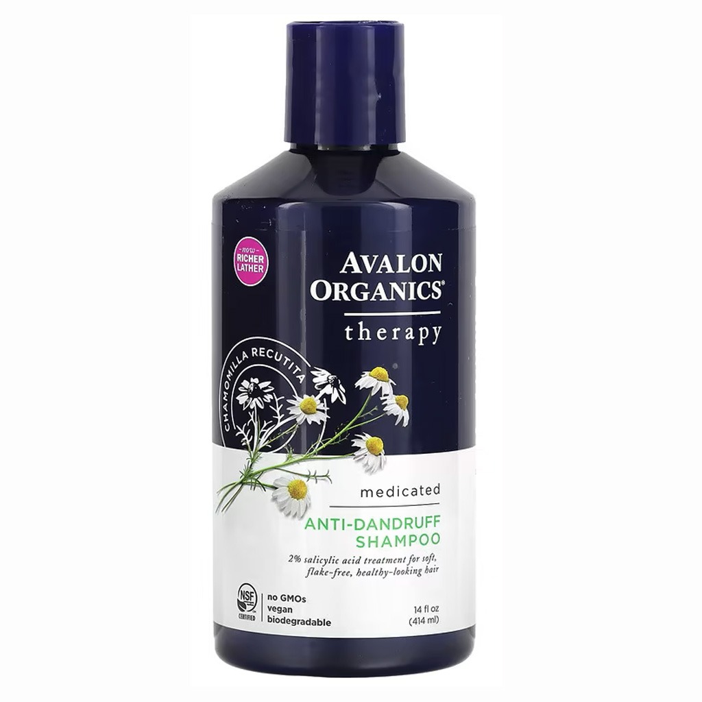 Avalon Organics, Medicated Antidandruff Itch & Flake Relief Shampoo, Therapeutic shampoo for dandruff control, 414 ml