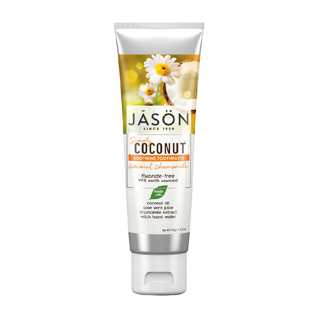 Jason, Coconut Soothing Toothpaste with Chamomile, Gentle natural toothpaste for sensitive gums, 119g