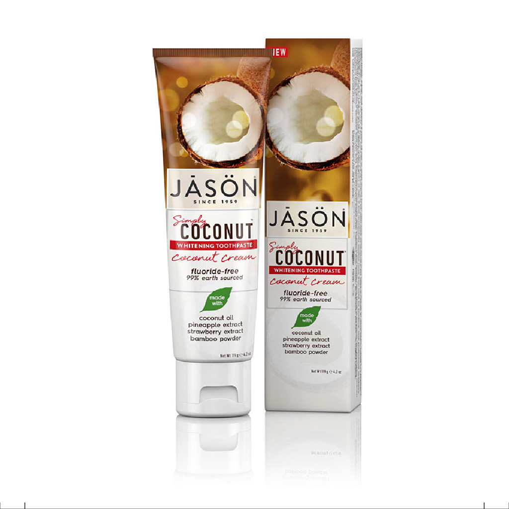 Jason, Coconut Toothpaste Strawberry Mint, Natural toothpaste with refreshing flavour, 119g