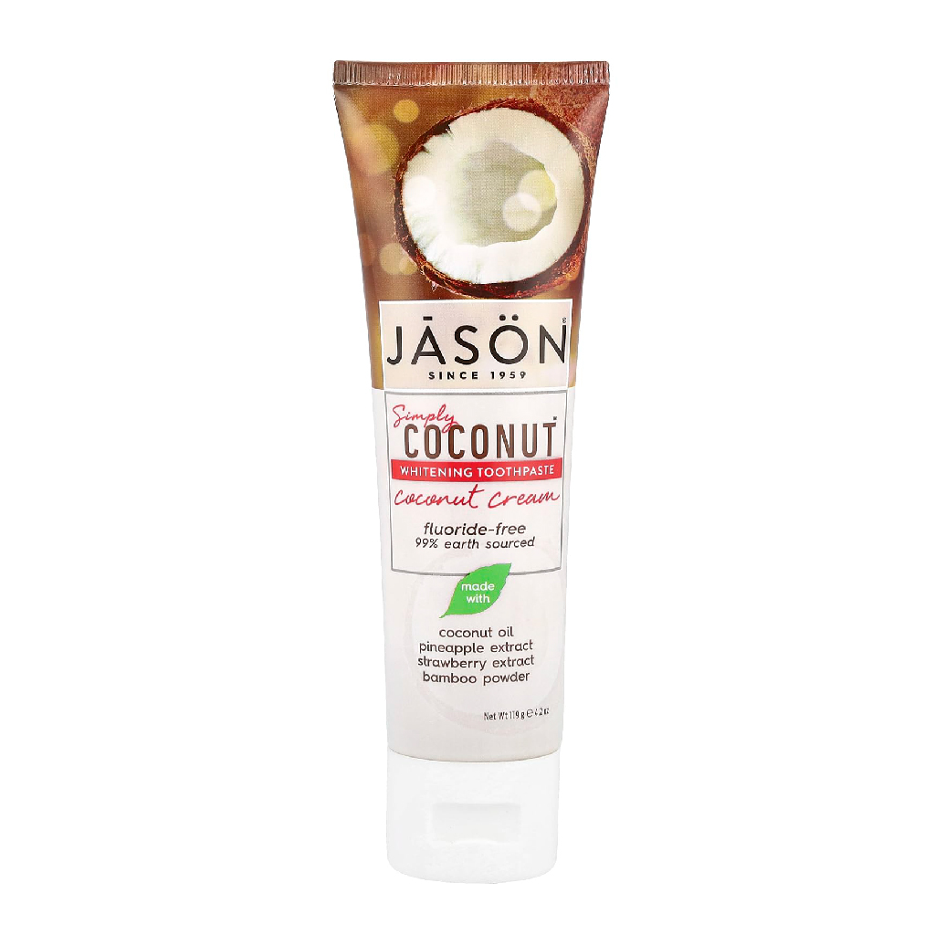 Jason, Coconut Toothpaste Strawberry Mint, Natural toothpaste with refreshing flavour, 119g