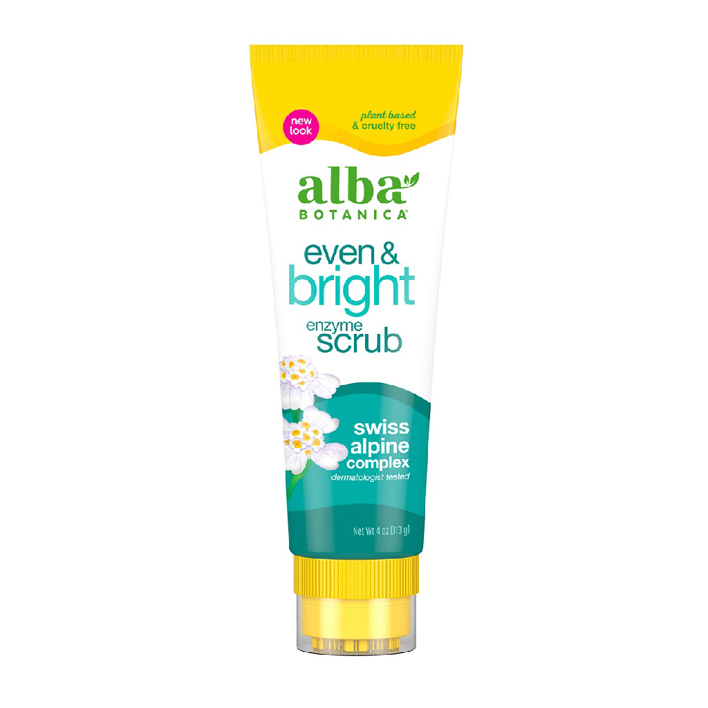 Alba Botanica, Even & Bright Enzyme Scrub, Gentle exfoliating facial scrub, 113g