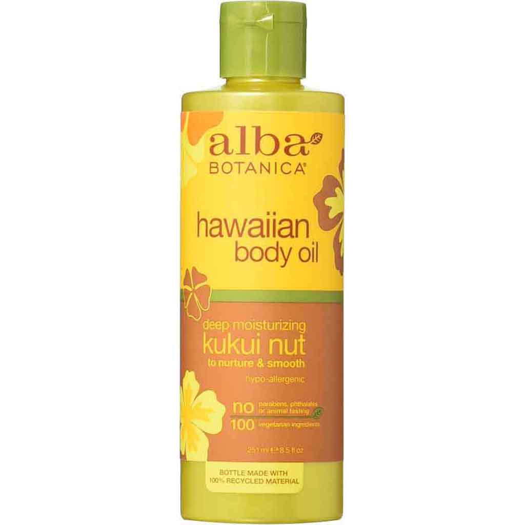 Alba Botanica, Kukui Nut Massage Oil, Nourishing massage oil for skin hydration, 251ml
