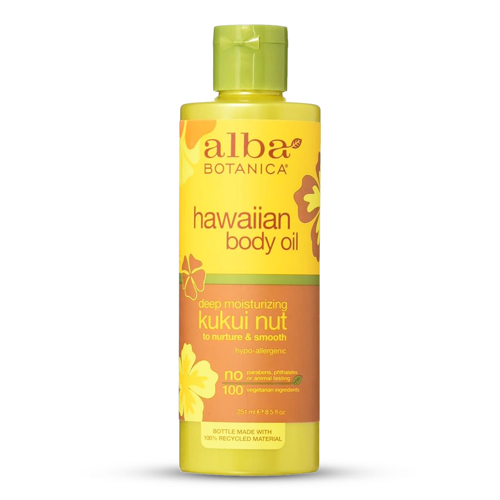 Alba Botanica, Kukui Nut Massage Oil, Nourishing massage oil for skin hydration, 251ml