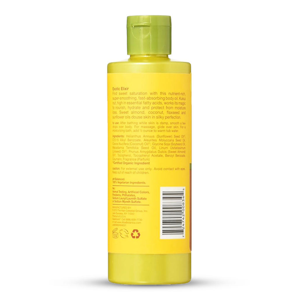 Alba Botanica, Kukui Nut Massage Oil, Nourishing massage oil for skin hydration, 251ml