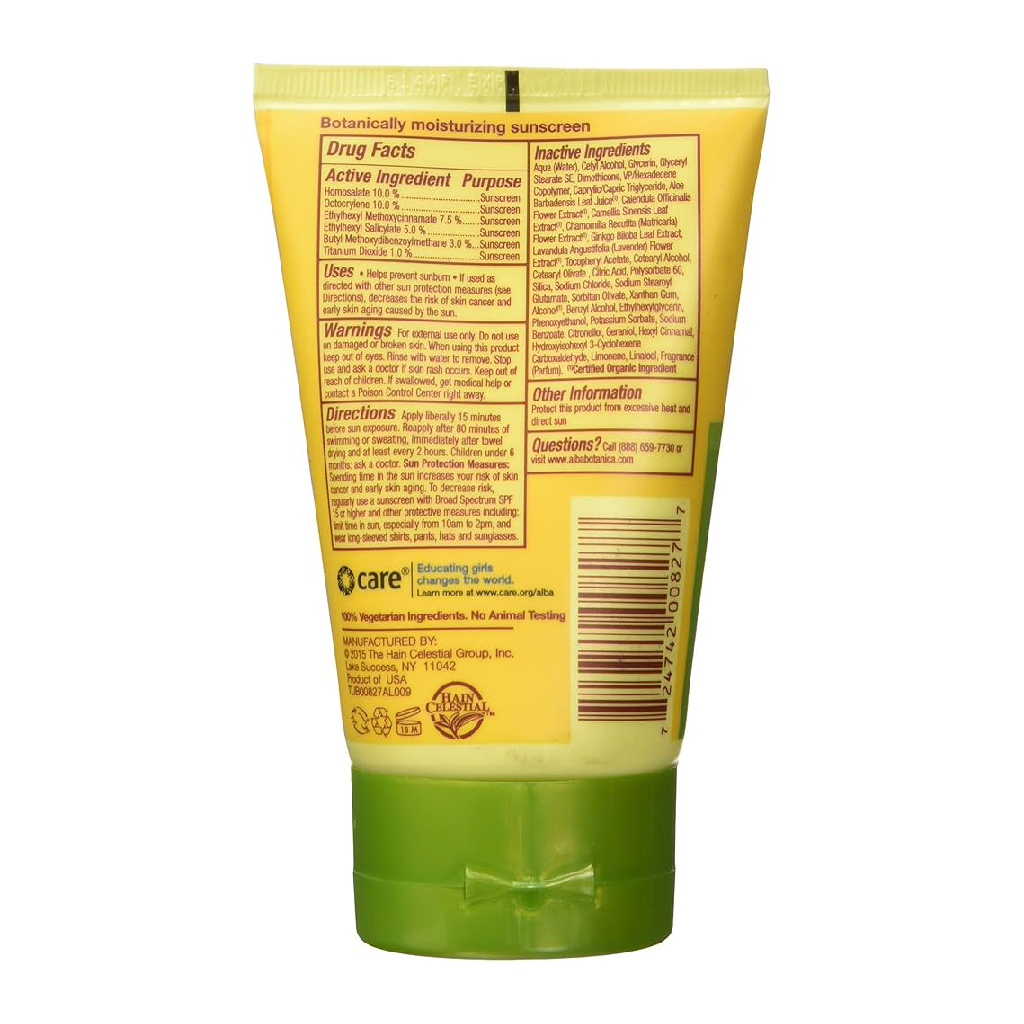 Alba Botanica, Hawaiian Green Tea Sunscreen SPF45, Broad spectrum sunscreen with green tea extract, 113g