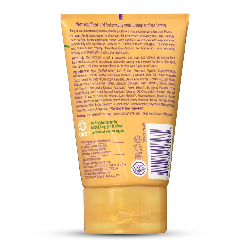 Alba Botanica, Sunless Tanner Lotion, Natural golden tan without sun exposure, non-streaking formula, 113 g