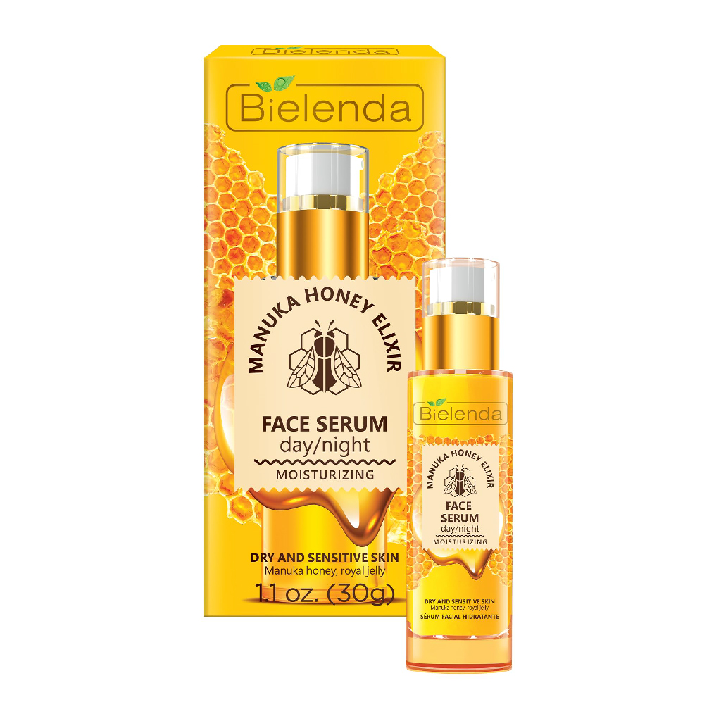 Bielenda, Manuka Honey Nutrient Elixir Face Serum, Nourishing day and night facial serum, 30ml