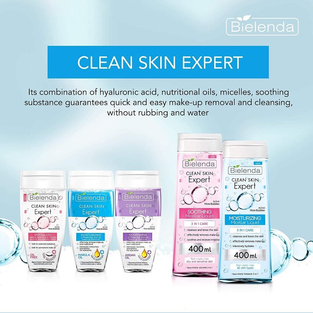 Bielenda, Skin Clean Expert 3-in-1 micellar water, Moisturising facial cleanser and makeup remover, 400 ml
