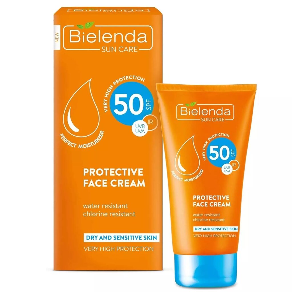 Bielenda Sun Care Protective Face Cream, For Dry & Sensitive Skin, SPF 50, 50ml