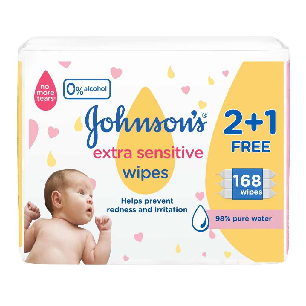 Johnson’s'S Baby Extra Sensitive Wipes 168'S