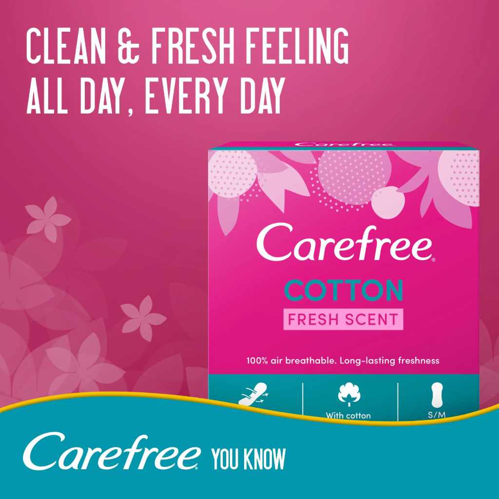 Carefree, Cotton Breathable Fresh, Breathable cotton daily liners for freshness, 58 liners
