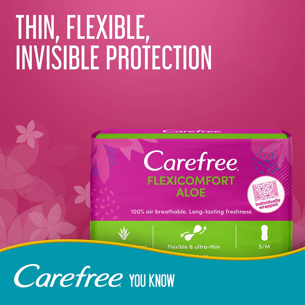 Carefree FlexiComfort Breathable Ultra-Thin Panty Liners With Aloe Extract, Pack of 40's