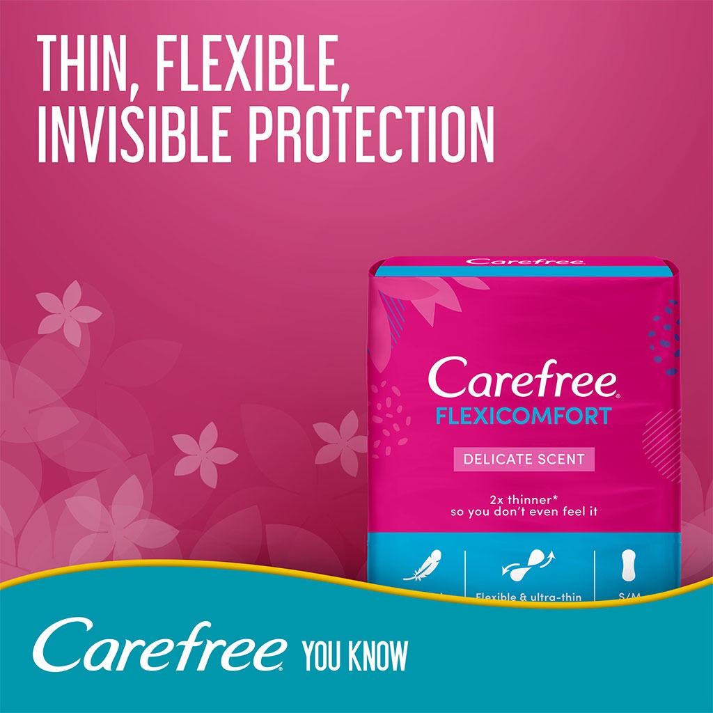 Carefree FlexiComfort Ultra-Thin Delicate Scented Panty Liners, Pack of 20's