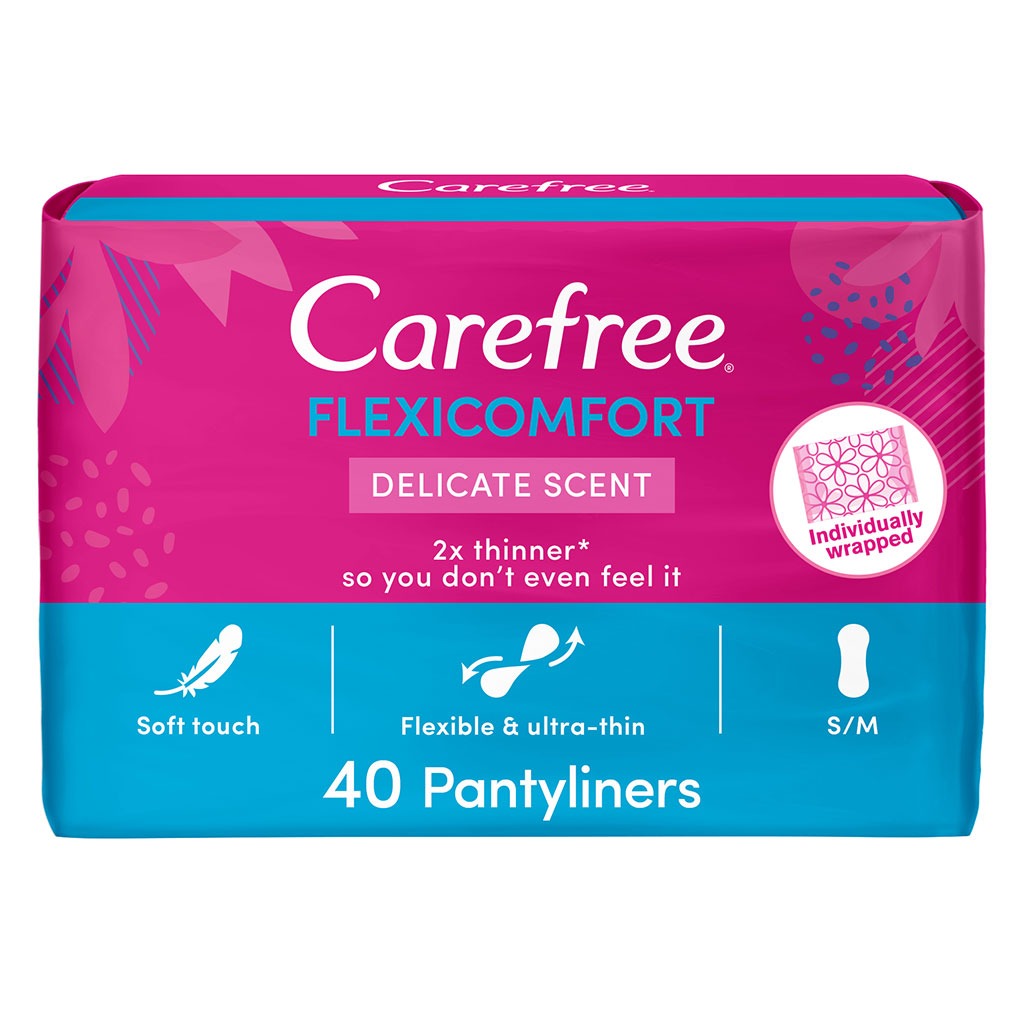 Carefree, FlexiComfort Ultra-Thin Delicate Scented Panty Liners, Breathable panty liners with delicate scent, 40 pieces