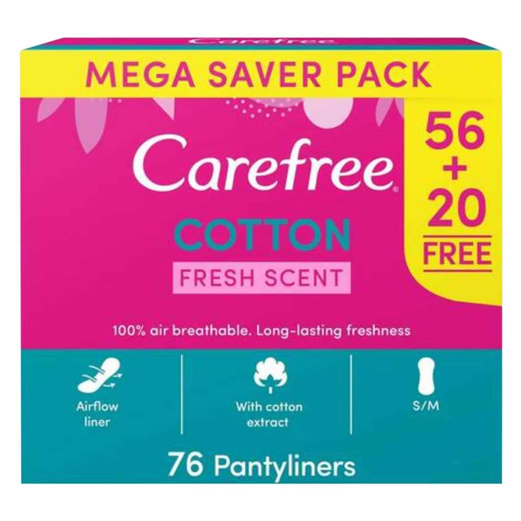 Carefree Cotton Fresh Scent Mega Pack 76 Liners