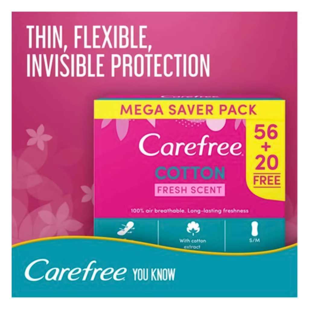 Carefree Cotton Fresh Scent Mega Pack 76 Liners