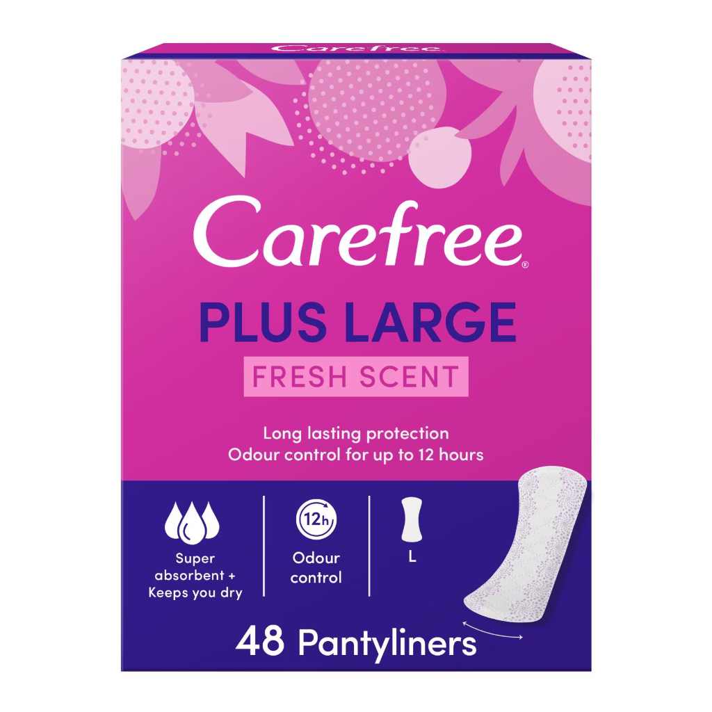 Carefree, Plus Large Liners, Large liners with fresh scent for daily comfort, 48 liners