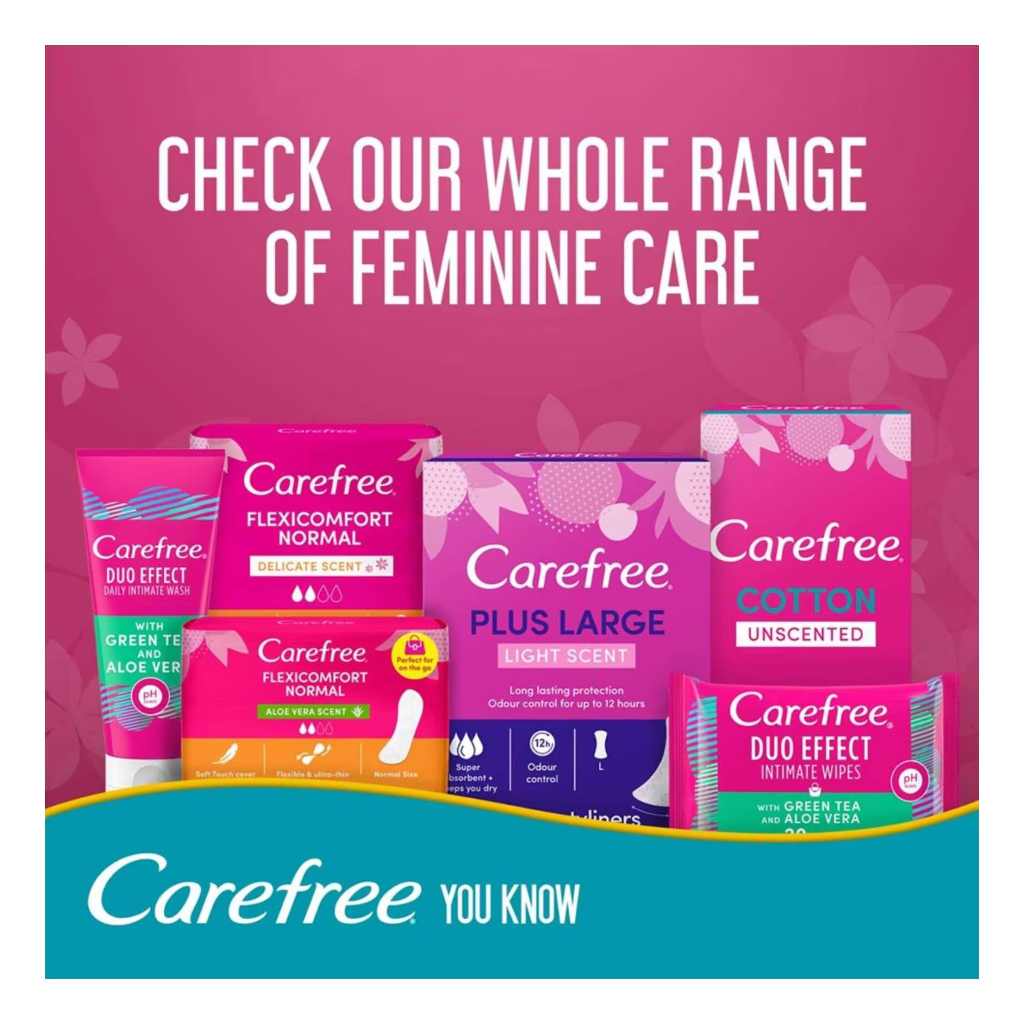 Carefree, Plus Large Liners, Large liners with aloe vera scent for gentle freshness, 48 liners