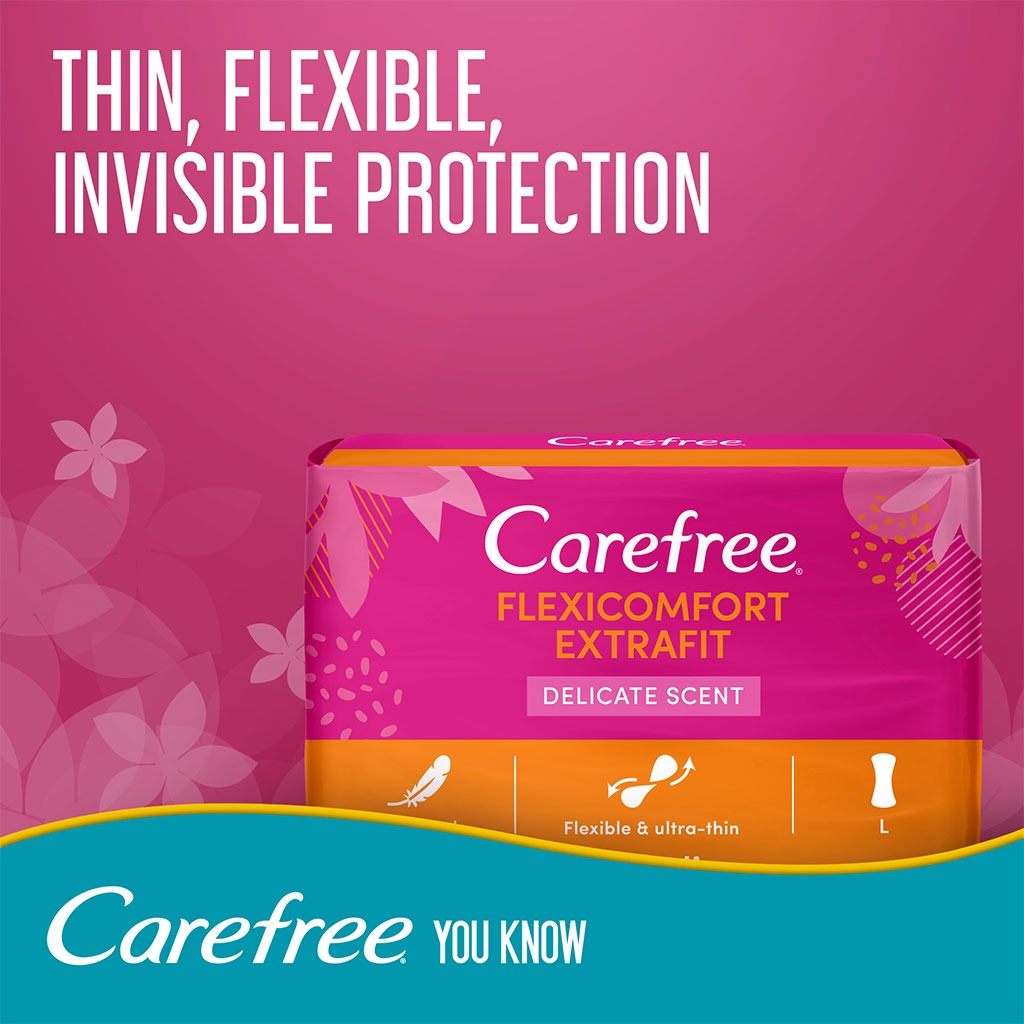 Carefree FlexiComfort Extrafit Ultra-Thin Delicate Scented Panty Liners, Pack of 44's