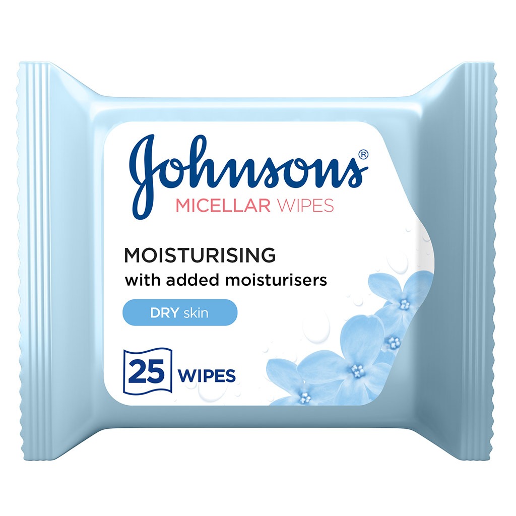 Johnson's, Moisturising & Cleansing Makeup Remover Facial Micellar Wipes, Hydrating wipes for dry skin, 25 pieces
