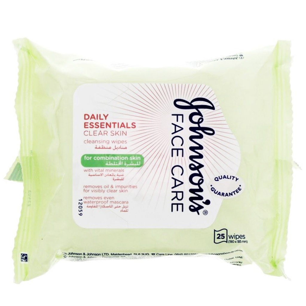 Johnson’s Daily Essentials, 5-in-1 Clear Skin Cleansing Makeup Remover Wipes, Multi-benefit wipes for combination skin