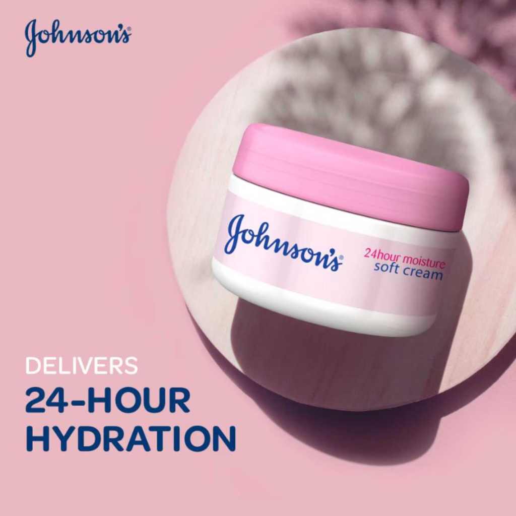 Johnson's, 24 Hour Moisture Soft Cream, Long-lasting moisturizing cream for soft skin, 100 ml