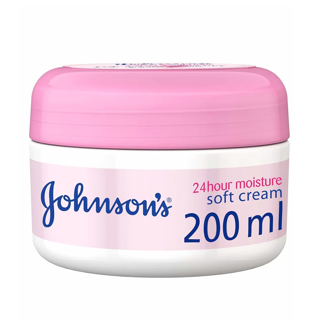 Johnson’s, 24 Hour Moisture Soft Cream For Face & Body, Long-lasting moisturizing cream for face and body, 200ml