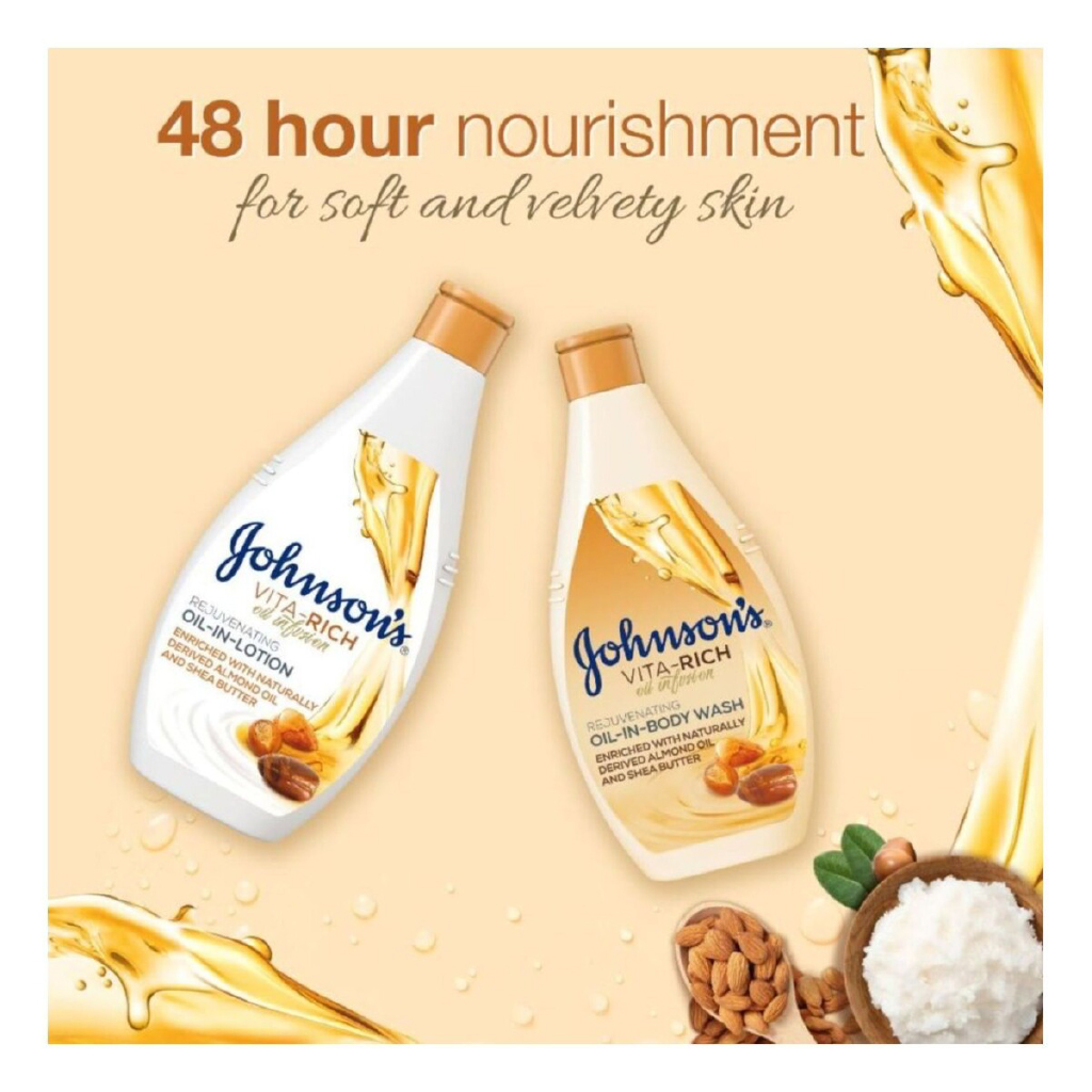 Johnson's, Vita-Rich Rejuvenating Oil-in-Lotion, Hydrating oil lotion for skin renewal, 250ml